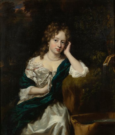 Retrato de una dama junto a una fuente de Nicolaes Maes
