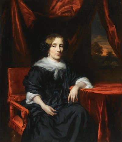 Retrato de una mujer con vestido negro de Nicolaes Maes