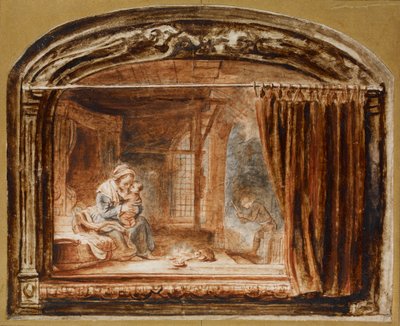 La Sagrada Familia con José cortando madera, mediados del siglo XVII de Nicolaes Maes
