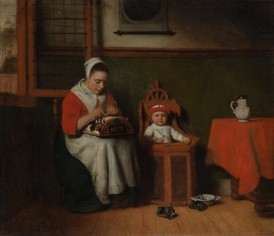 La encajera, ca. 1656 de Nicolaes Maes