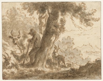 Pastor y su ganado junto a un árbol de Nicolaes Pietersz Berchem (possibly)