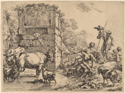 Vaca Bebiendo de Nicolaes Pietersz Berchem