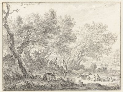 Pastores y ganado cerca de un grupo de árboles de Nicolaes Pietersz Berchem