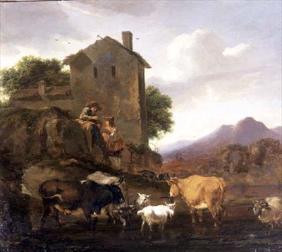 Pastores con ganado y cabras de Nicolaes Pietersz. Berchem