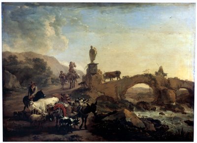 Paisaje italiano con un pequeño puente, 1656 de Nicolaes Pietersz. Berchem