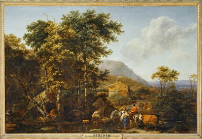 Paisaje con gran árbol ... de Nicolaes Pietersz. Berchem