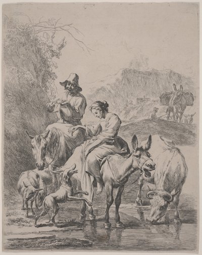Cruce del río (Le Ruisseau Traverse) de Nicolaes Pietersz. Berchem