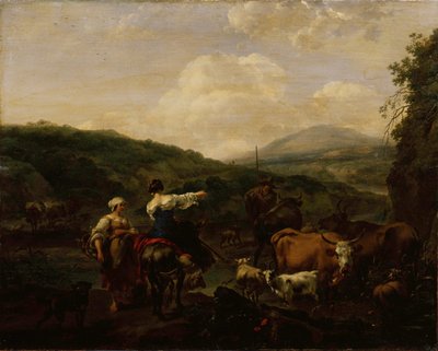 Ganado en un lugar wattering de Nicolaes Pieterszoon Berchem