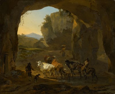 Pastores en una gruta de Nicolaes Pietersz. Berchem