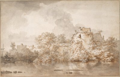 Paisaje fluvial cerca de Montfoort de Nicolaes Pietersz. Berchem