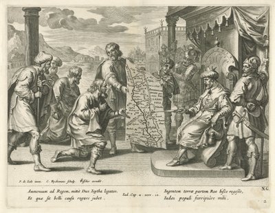 El rey de los amonitas reclama tierras Historia de Jefté (título de la serie) de Nicolaes Ryckmans