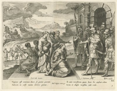 Jefté le da permiso a su hija para ir a las montañas Historia de Jefté (título de la serie) de Nicolaes Ryckmans
