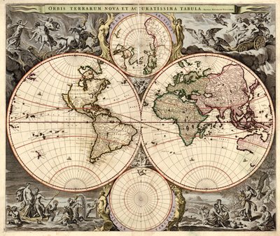 Orbis terrarum nova et accuratissima tabula, ca 1690 de Nicolaes Visscher