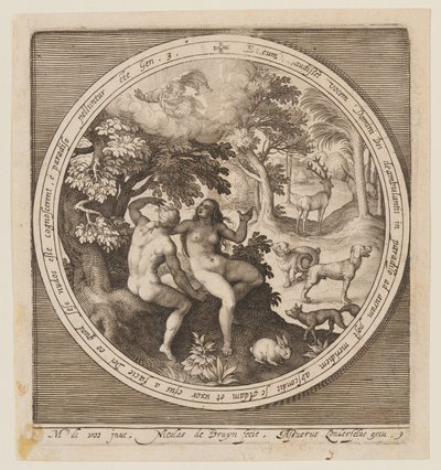 Adán y Eva se esconden del Señor, desde La Creación hasta la Expulsión del Paraíso de Nicolaes de Bruyn