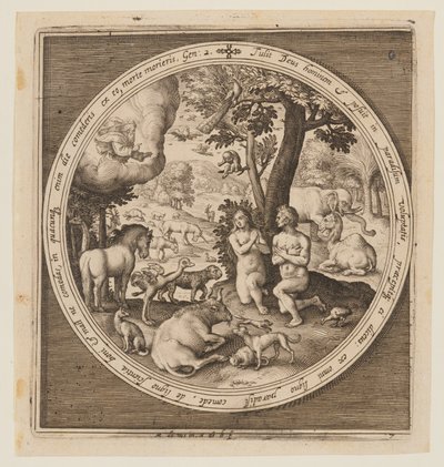 Adán y Eva en el Paraíso, desde la Creación hasta la Expulsión del Paraíso de Nicolaes de Bruyn