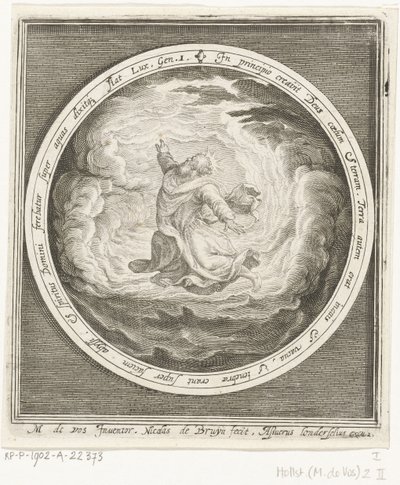 Primer día de la creación: Dios crea el cielo y la tierra Desde la creación hasta la expulsión del paraíso (título de la serie) de Nicolaes de Bruyn