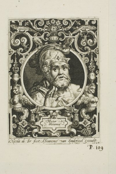 Héctor de Troya, plato uno de Los Nueve Dignos de Nicolaes de Bruyn