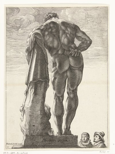 Hércules Farnesio Hercules Victor (título sobre objeto) Tres estatuas antiguas en Roma después de Goltzius (título de la serie) de Nicolaes de Bruyn