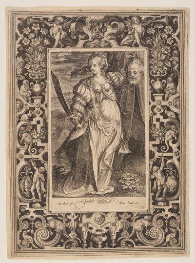 Judith, lámina seis de Los Nueve Dignos de Nicolaes de Bruyn