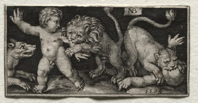 Leones atacando a niños de Nicolaes de Bruyn