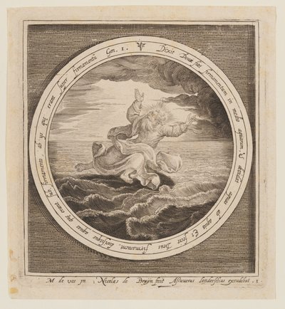 Segundo Día: La división de las aguas, desde la Creación hasta la expulsión del Paraíso de Nicolaes de Bruyn