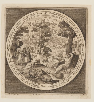 Sexto Día: La Creación de los Animales, Adán y Eva, desde La Creación hasta la Expulsión del Paraíso de Nicolaes de Bruyn