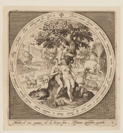 La tentación de Eva, desde la Creación hasta la expulsión del Paraíso de Nicolaes de Bruyn