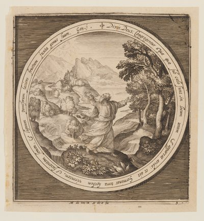 Tercer Día: La Creación de la Tierra y la Vegetación, desde La Creación hasta la Expulsión del Paraíso de Nicolaes de Bruyn