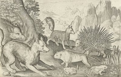 Jabalí, zorros, castores, puercoespín y ranas. 1621 de Nicolaes de Bruyn