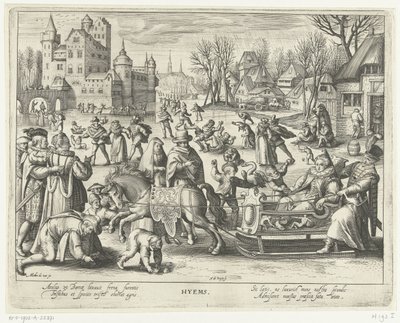 Invierno Hyems (título sobre el objeto) Cuatro estaciones (título de la serie) de Nicolaes de Bruyn