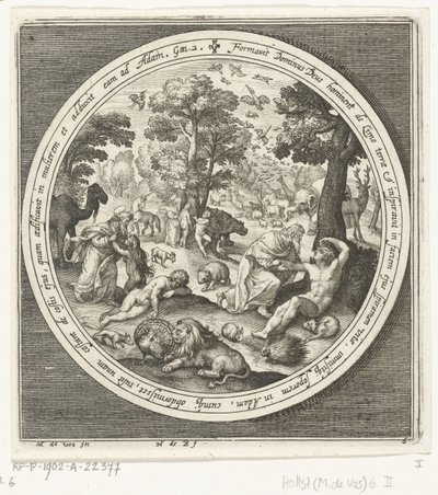 Sexto Día de la Creación: Dios crea los animales y Adán y Eva Desde la creación hasta la expulsión del paraíso (título de la serie) de Nicolaes de Bruyn