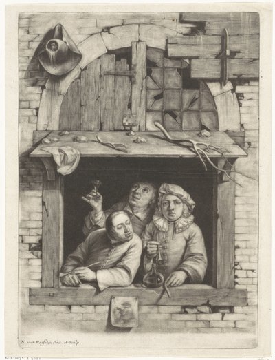 Tres fumadores en una ventana de Nicolaes van Haeften