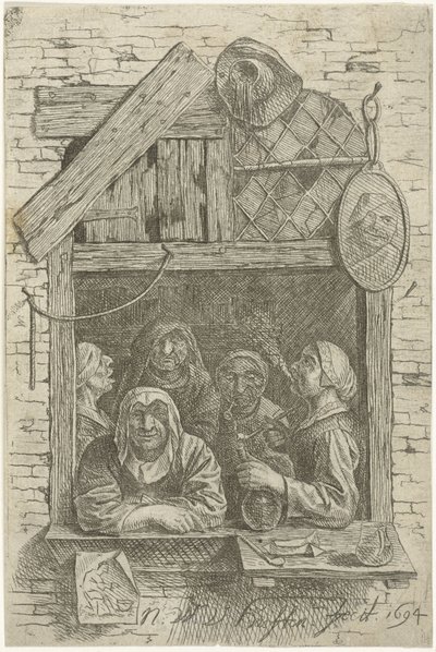 cinco mujeres en una ventana de Nicolaes van Haeften