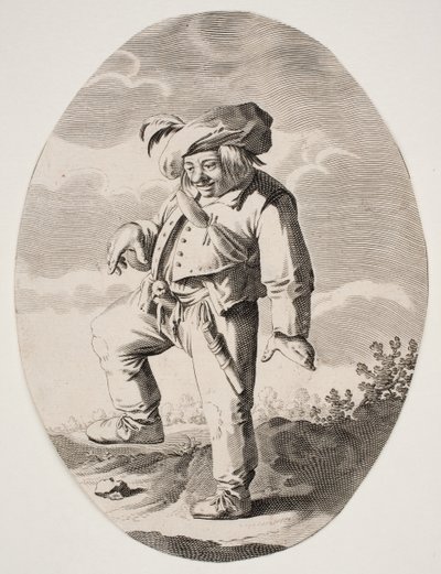 Campesino danzante con un pájaro en su regazo de Nicolaes van Lijnhoven