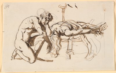 Aquiles llorando la muerte de Patroclo de Nicolai Abildgaard