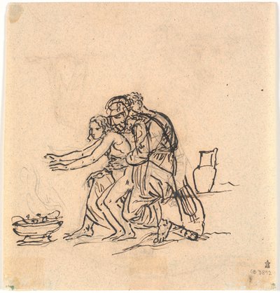 Anacreonte y Amarilis calentando las manos sobre un brasero de Nicolai Abildgaard