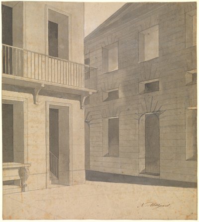 Escena callejera antigua. Probablemente un trabajo preliminar para la imagen de Terencio con el oyente Cremes de Nicolai Abildgaard