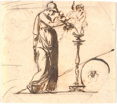 Atenea vertiendo aceite en una lámpara de Nicolai Abildgaard