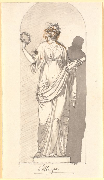 Calíope, la musa de la poesía épica como estatua en un nicho de Nicolai Abildgaard