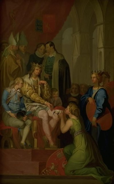 Cristián I elevando la provincia de Holstein al estado de ducado en 1460 de Nicolai Abildgaard