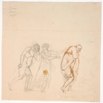 Davus Mysis y Chremes. Estudio para la pintura Chremes escucha la conversación de (la sirvienta) Mysis y Davus de Nicolai Abildgaard