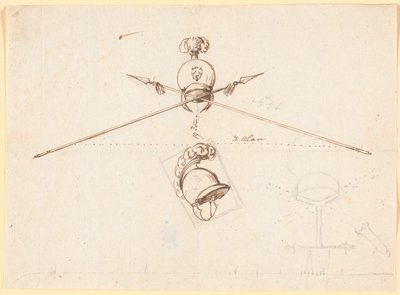 Boceto decorativo. Un casco y dos lanzas cruzadas, etc. de Nicolai Abildgaard