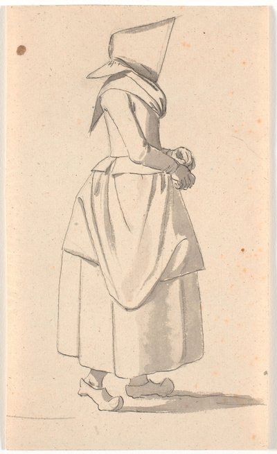Una campesina caminando en perfil hacia la derecha, con un gran paquete en la cabeza de Nicolai Abildgaard