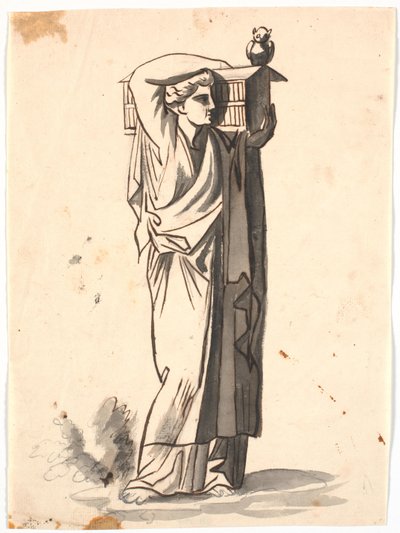 Una figura femenina llevando un arca en el hombro izquierdo de Nicolai Abildgaard