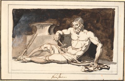 Un Vulcano acostado, junto al yunque. Alegoría de las artes de Nicolai Abildgaard