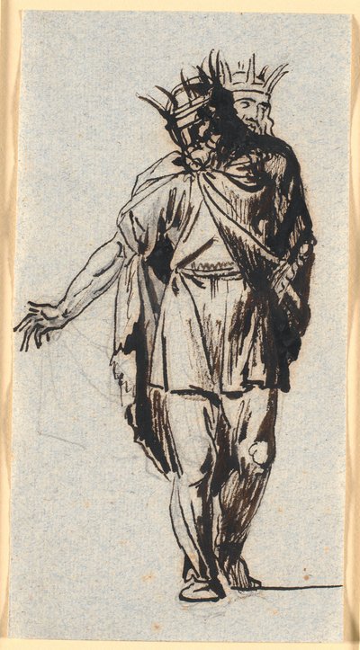 Una figura de rey nórdico antiguo, de pie con corona en la cabeza de Nicolai Abildgaard