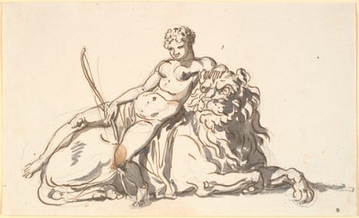 Una mujer africana descansando sobre un león. Alegoría de África de Nicolai Abildgaard