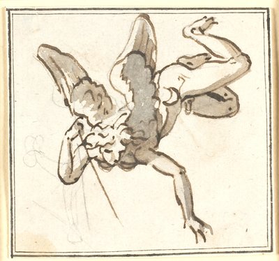 Un Cupido flotante con una flecha en la mano de Nicolai Abildgaard