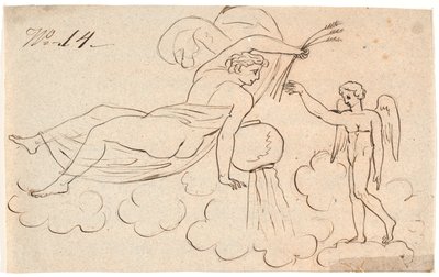 Eros y una mujer flotante de Nicolai Abildgaard