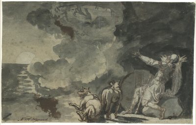 Fingal ve los espíritus de sus antepasados a la luz de la luna. Escena de Ossian de Nicolai Abildgaard